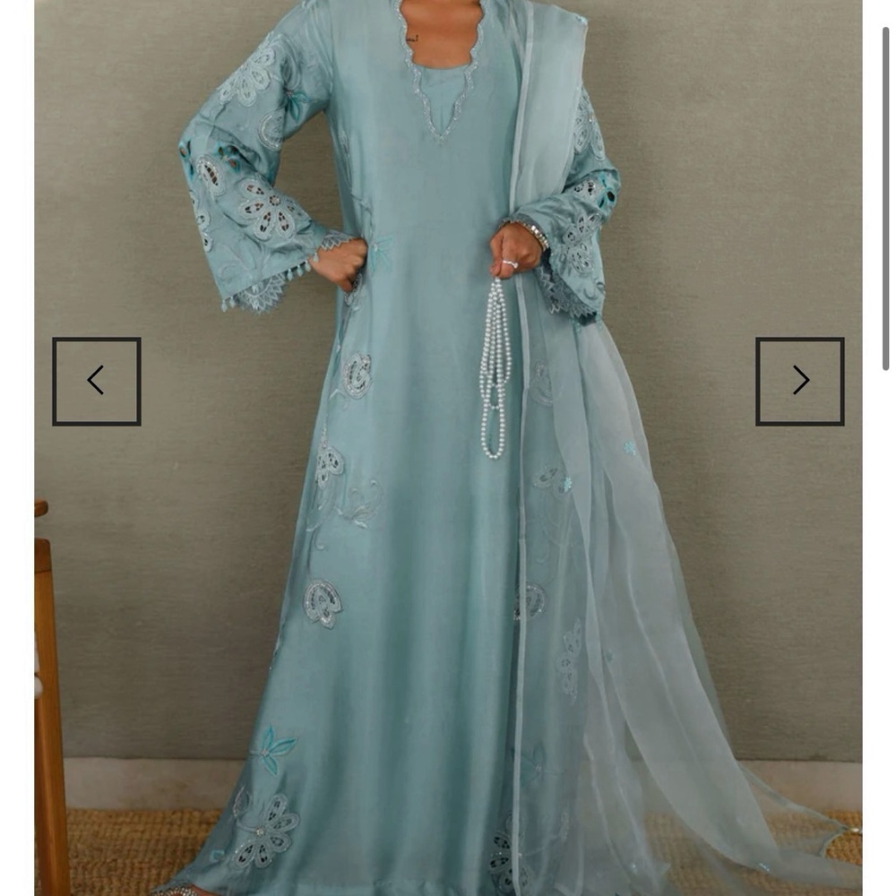 Elegant Blue Embroidered Dress